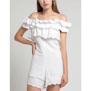 SOUVENIR women’s jumpsuit sz. S 100% cotton ruffles white NWT